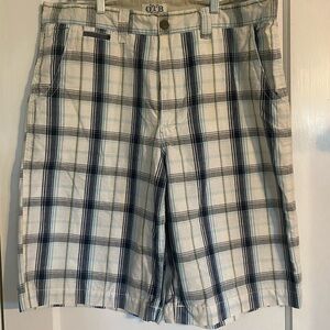 One Tough Brand OTB Shorts Men's 36 Blue/White Plaid Golf Outdoor Skater Casual